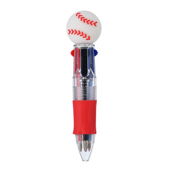 

2Pcs Retractable Ballpoint Pen Cartoon Sports Ball 4-Color Mini Journal Pen with Football Basketball Rugby Toppers Fun School Supply Gift for Kids F
