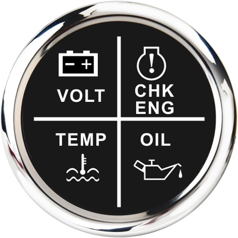 52mm 4 LED Alarm Gauge Meter Volt/Oil Press/Water Temp/Check Engine Alarm Indicator Gauge fit Car Boat 12V 24V customized чёрный