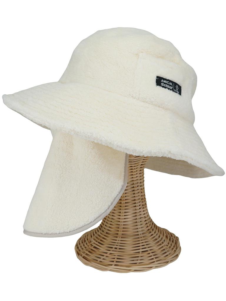 [Bliss Leather] White F Sauna Hat for Women with Removable Mask and Pocket for Men Sauna Cap Sauna Goods Deep Sauna Hat Water Repellent Quick Drying