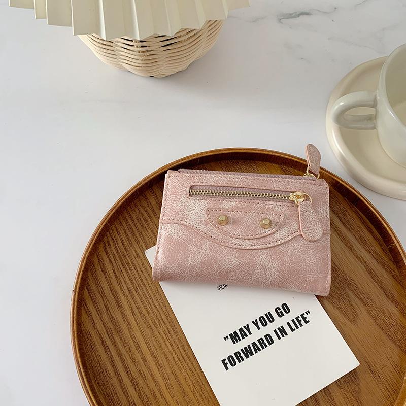 Small wallet women's high-end ins women's clutch bag folding walle wallet zipper three-fold change bag