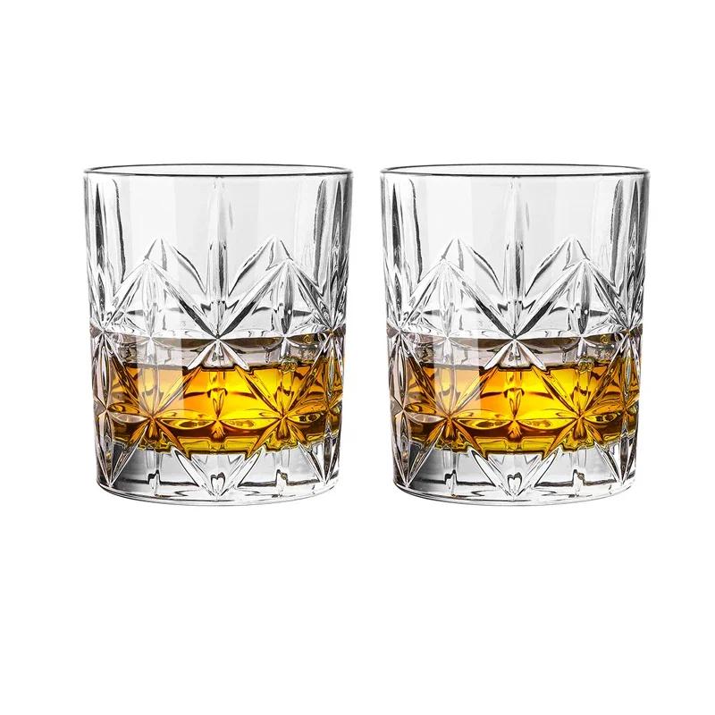 

315ml/340ml Creative Wine Glass Transparent Long Drinking Cup Latte Coffee Mug Carved Glass Cup Bar Elegant Juice Beverage Cups 2pcs