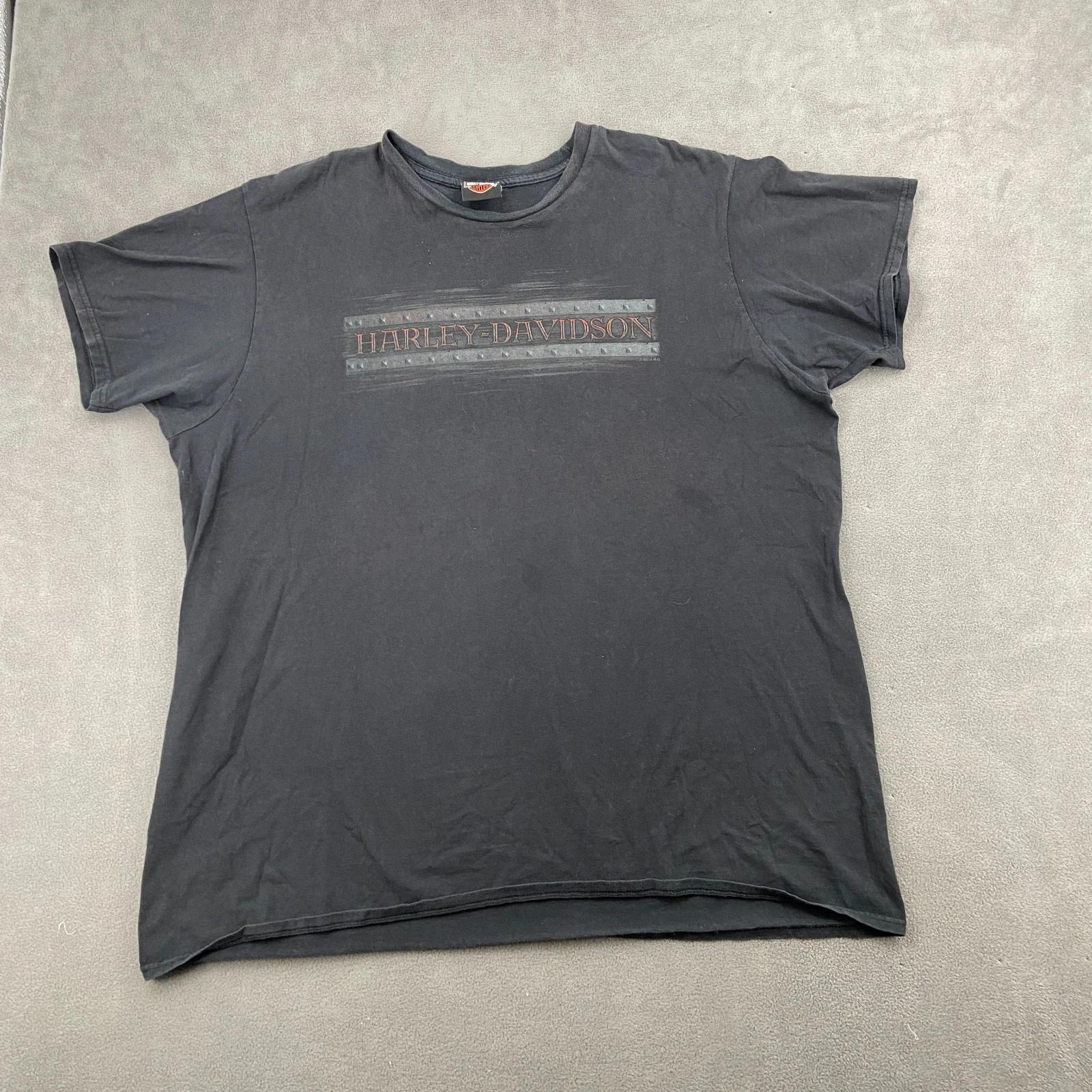 VTG Harley Davidson Motorcycle T Shirt Mens 2XL Black Cotton Spellout Pullover S