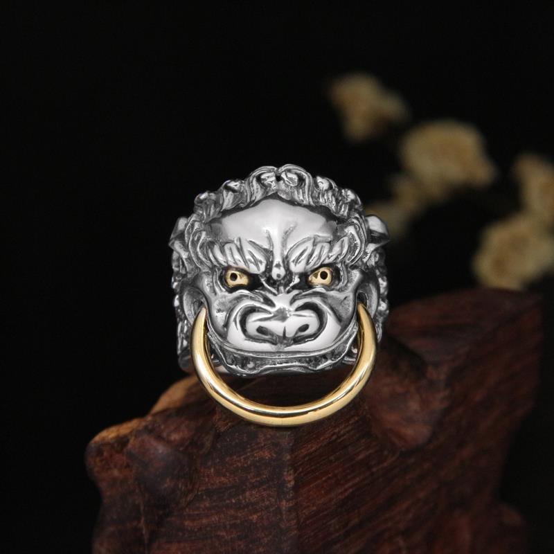 Chinese Style Pixiu Ring Men's Hip-hop Trendy Single Ring Retro Open Ring