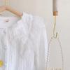 Spring Lace Trim Girls' Long Sleeve Shirt - Turn-Down Collar