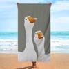 Witte Ganzenprint Strandlaken Handgeschilderd Zandbestendig Sneldrogend Microvezel Voor Reizen Zwemmen Duiken Surfen Yoga Kamperen