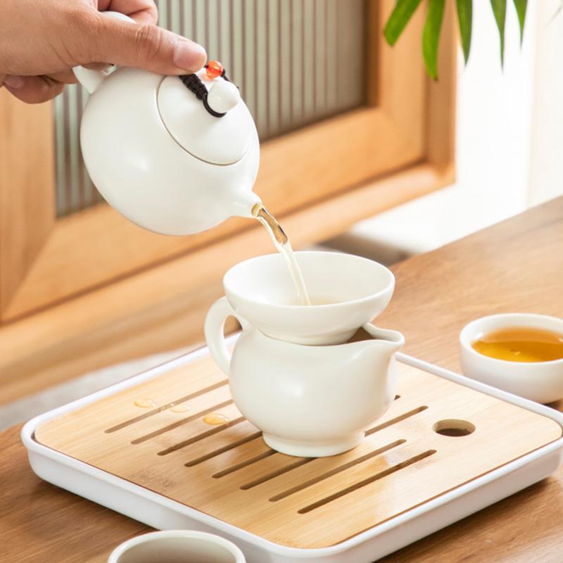 Portable White Porcelain Tea Set Outdoor Simple Sle Home Travel Kung Fu Tea Pot Tea Cup Set Chinese Cerc Diningware