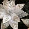 Glitter Artificial Poinsettia Flower 29CM Simulation Flowers Sequins Flower  Christmas Decoration