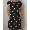Dame Polka Dot Tunic Dress Plus Size Dame Kortermet Summer A-Line Dress