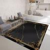 Light Luxury Black Gold Rugs for Living Room Marble Style Decoration Coffee Tables Carpet Non-slip Bedroom Soft Mats Washable
