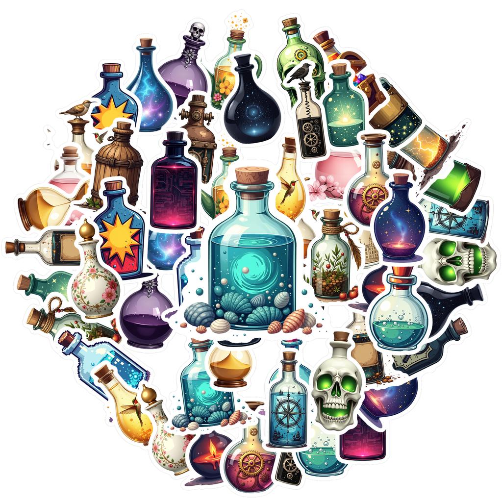 35-150pcs Magic Potion Bottle Stickers Funny Bottles Decals Diy Laptops Phones Decorative Stickers Teacher Reward School Supplie