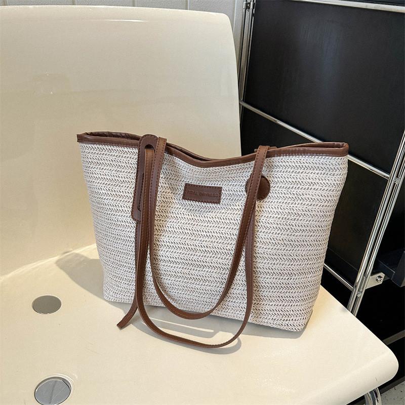 Stylish Urban Chic Woven Tote Handbag Large Capacity Spring Summer 2023
