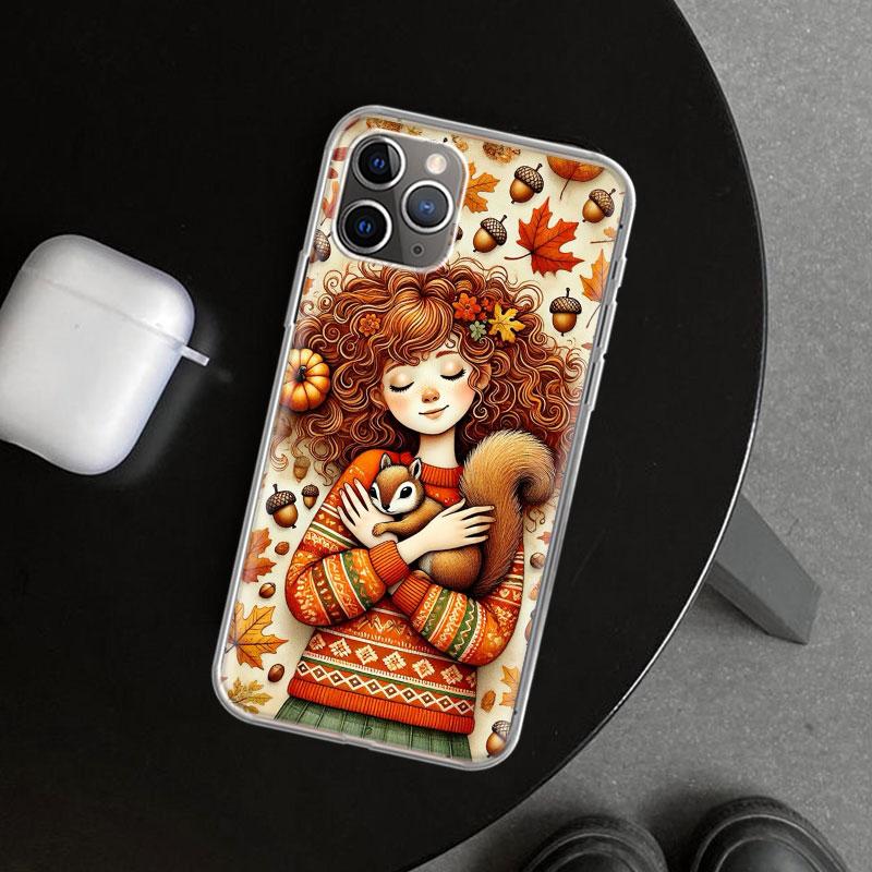 Animal Squirrel Phone Case Cover for iPhone 11 12 13 Mini 14 15 Plus 16 Pro Max 17 Air 7 8 + SE Art Customized Fundas 11 12 13 M