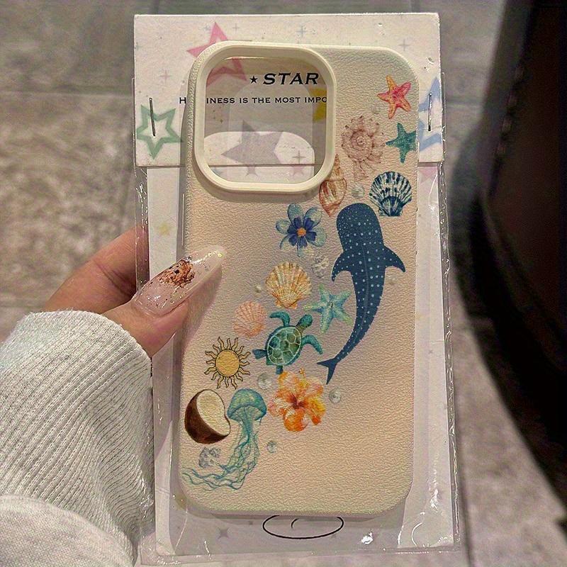 

Colorful Whale Jellyfish Coconut Pattern Phone Case for iPhone 17 16 12 13 11 14 15 Pro Max XR 7 8 Plus Silicone Coque Cover iphone 13 ProMax
