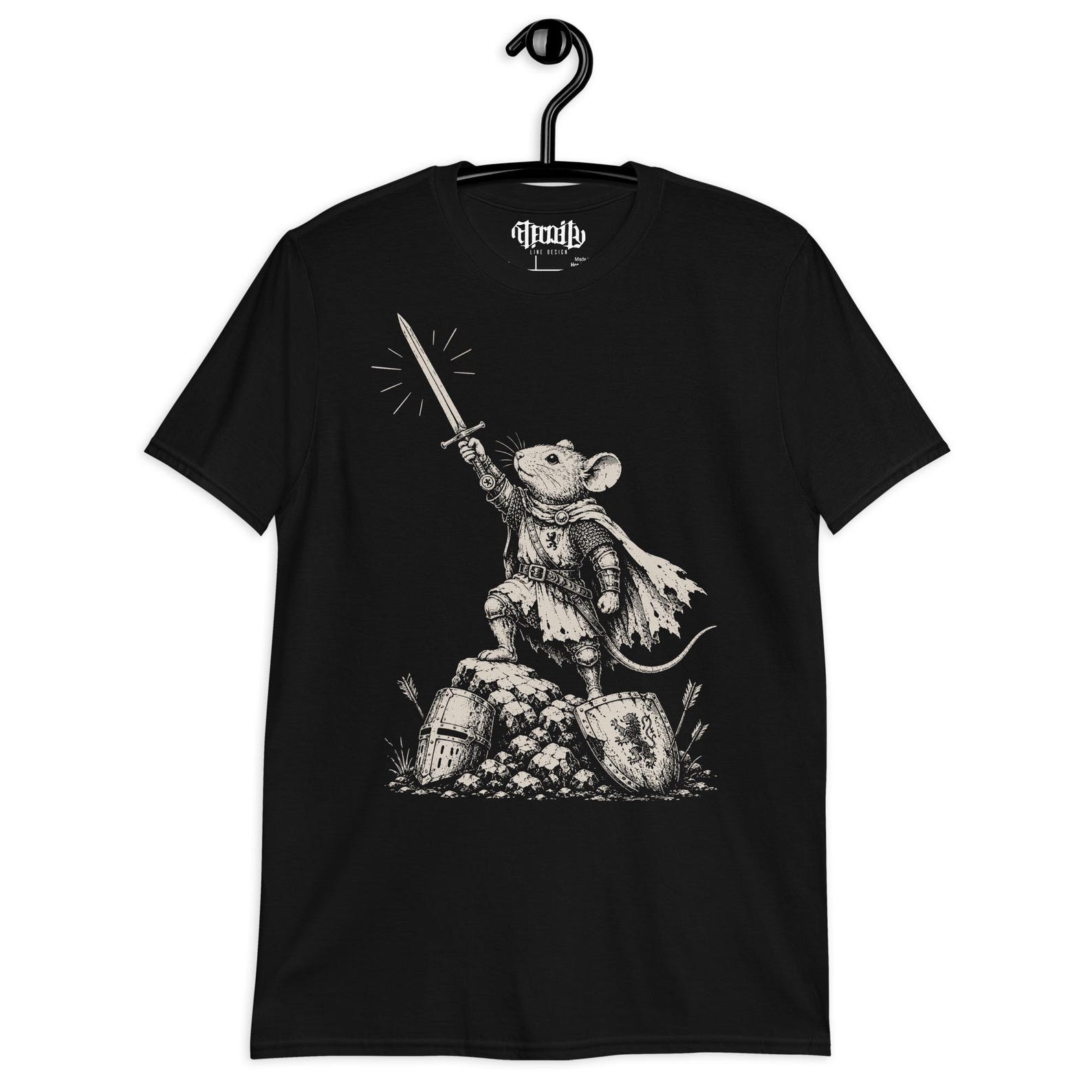 Medieval Rat Knight Shirt, Funny Gothic Mouse Tee, Dark Fantasy TShirt, Medieval Animal Shirt, Black Humor Goth Clothing S