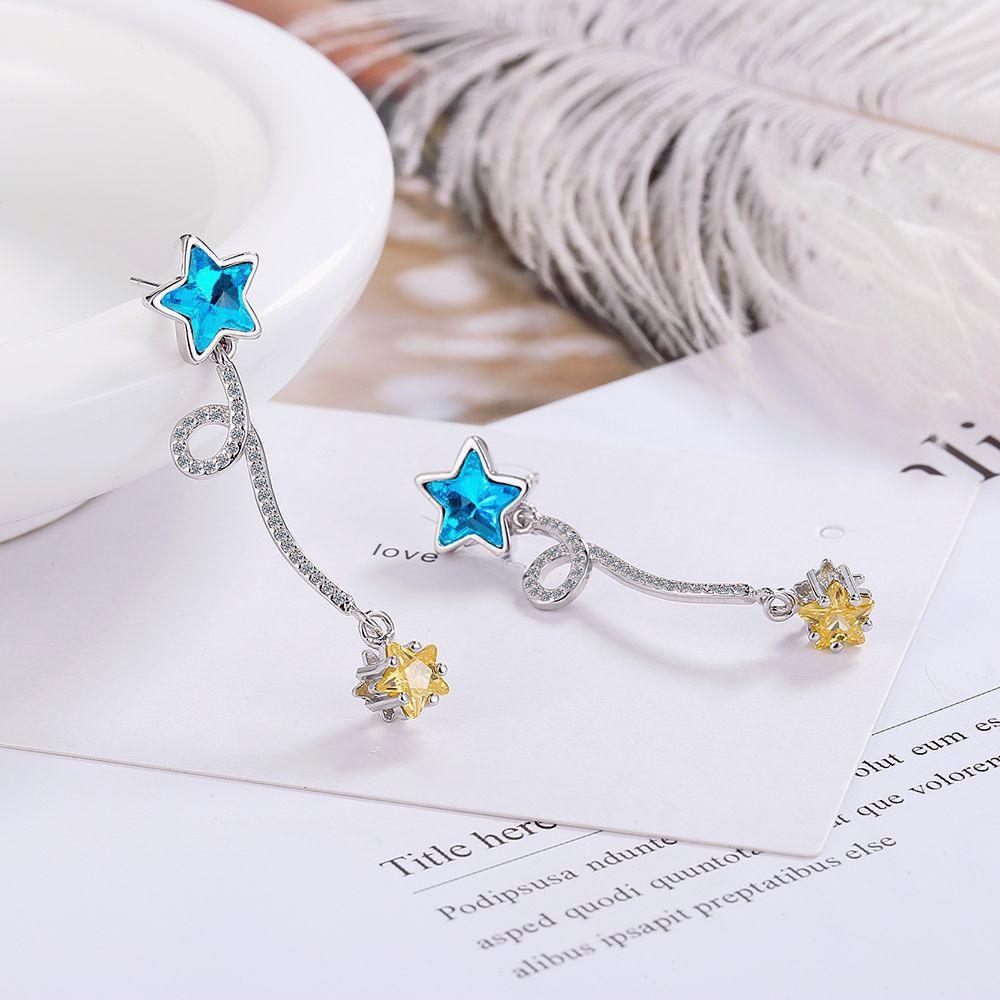 Meteor Earrings Sweet Long Five-pointed Star Zircon Mini Earrings