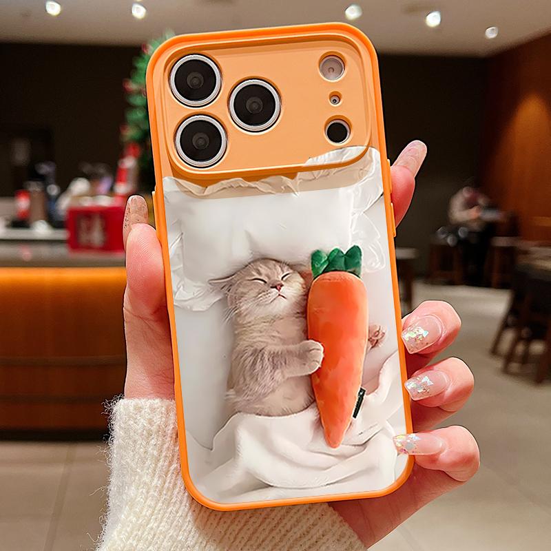 Magnetic For Magsafe Case For iPhone 17 Pro Max Sleeping Cat Carrot Pattern Skin Feeling Cover For iPhone 16 15 14 13 Pro Max