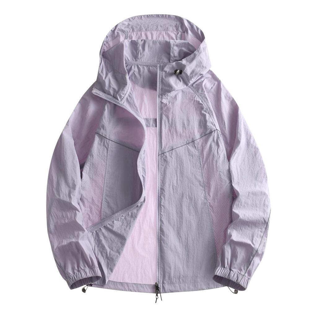 Lightweight Hooded Jacket For Couples Fashion Sunscreen Full Zipper Breathable Comfy Hoodies Coat Outdoor Sport Outwear