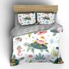 Sea Turtles and Floral Pattern Bedding Duvet Cover Set  (1*Duvet Cover 2*Pillowcases, Without Duvet Insert)
