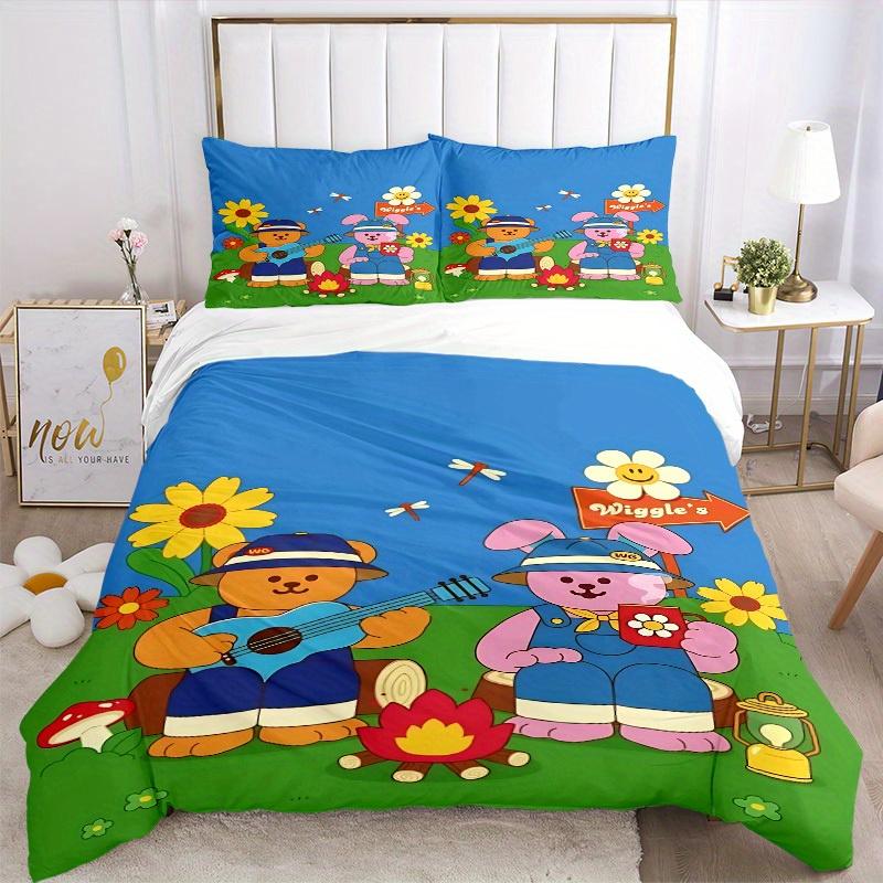 3pcs Bear, Bunny Bedding Set, Suitable for Bedroom Decoration, (Includes 1 Duvet Cover And 2 Pillowcases, Quilt Not Included) Yy250822181