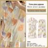 Kuromi Japanese-Style Cotton Pajamas: Women's Summer Lapel Sweet Cardigan Homewear Three-Piece Set