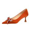 Water Diamond Bow Pointed, Thin Heel, Silk Heel, Single Shoe, Wine Glass Heel, Women's Single Shoe