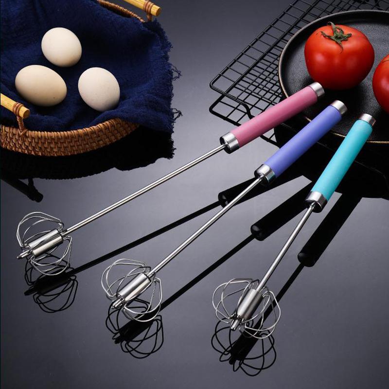 Stainless Steel Household Semi-Automatic Rotating Egg Beater Push-Type Egg Cream Baking Stirring Stick Manual Egg Beater