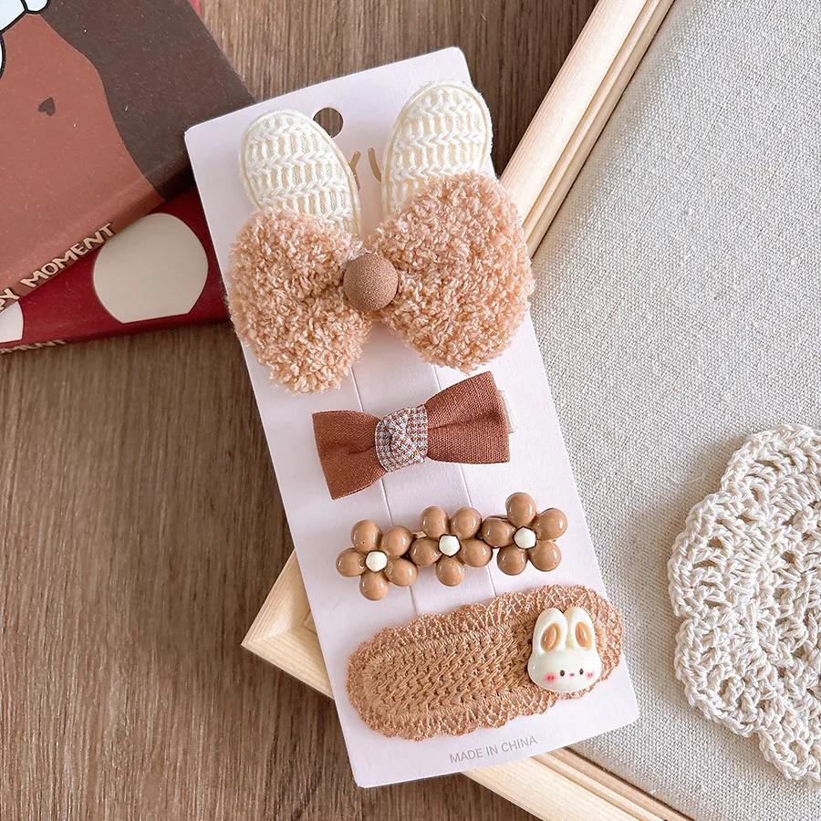 

4 шт./компл. бежевый кофейный цвет элегантные заколки для волос для маленьких детей милые ретро цветочные банты детские заколки милые аксессуары для волос