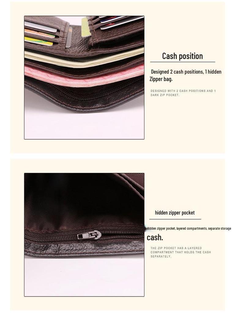 Best-Selling Vintage Men's Leather Wallet: Anti-Theft, Multiple Card Slots, Coin Purse, Multifunctional Design.