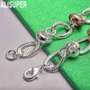 925 Sterling Silver Multi-Element Romantic Heart Side Chain Charming Bracelet Gift Jewelry