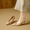 Not tired feet high heels 2026 spring French patent leather solid color sexy pointed thin heel light mouth single shoes