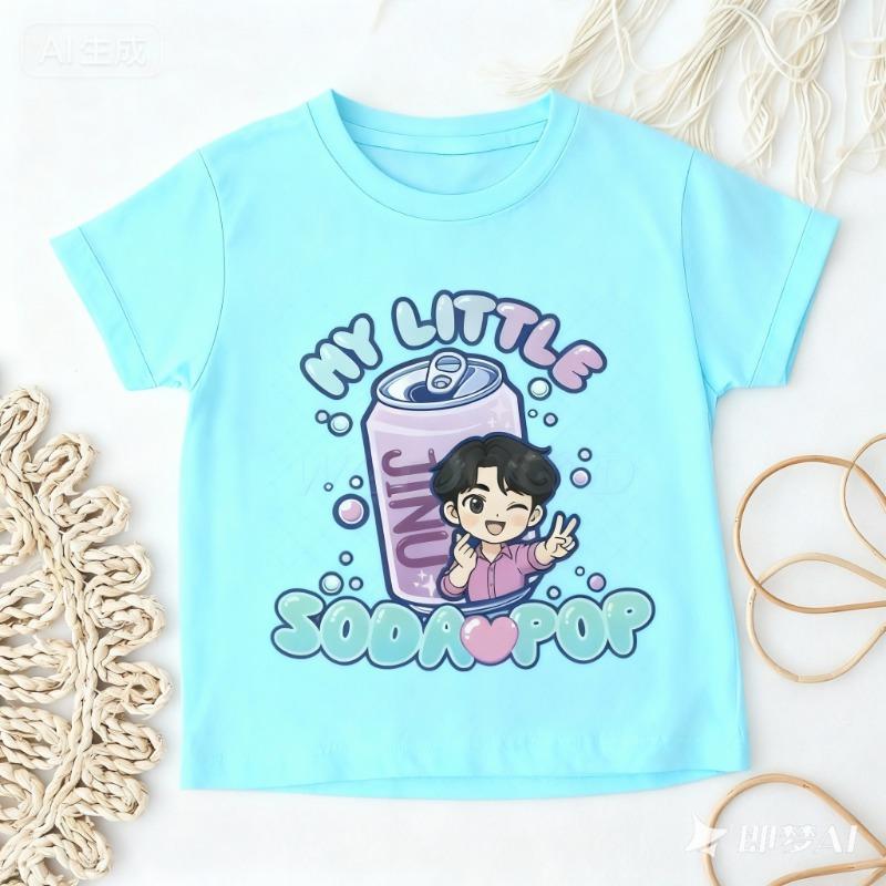 

Kpop Охотники на демонов Джину Футболки Девочки Мальчики Лето Милые Футболки с коротким рукавом Повседневные топы Моя маленькая газировка Футболка Детская одежда 150