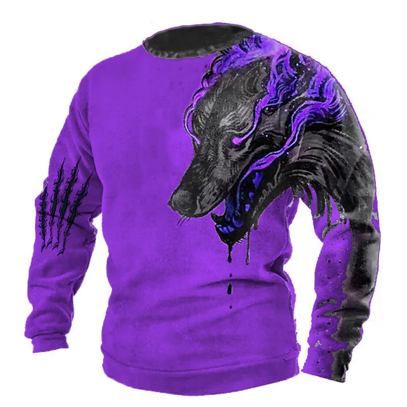 

Винтажная футболка мужская летняя длинная 3D футболка с принтом волка топы 2023 мужская хлопковая уличная одежда свободного покроя футболки с круглым вырезом и графическим принтом 5XL