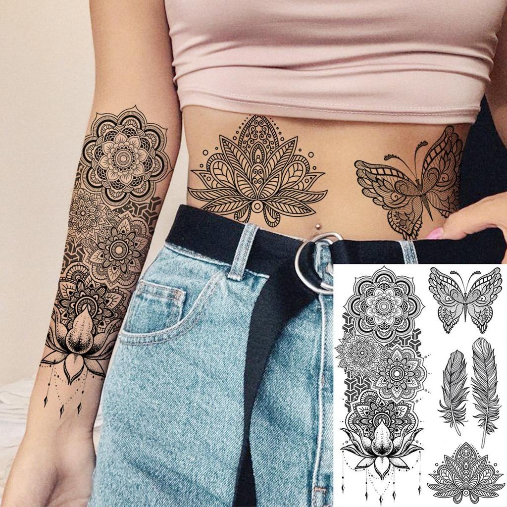 Cross Henna Art Temporary Tattoo Sticker for Arm and Neck
