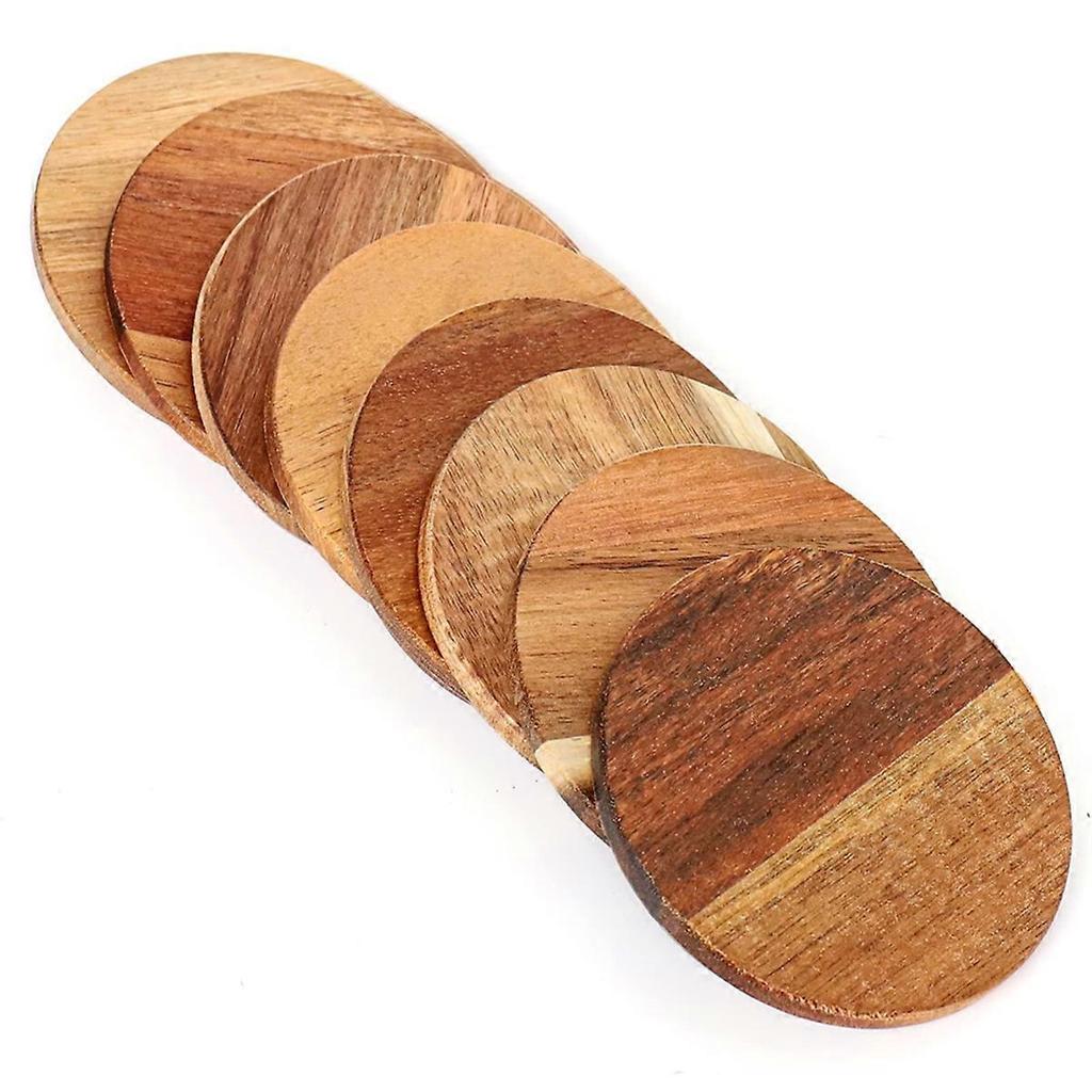 16 Pieces Unfinished Wood Coasters, 4 Inch Round Wooden Coasters for Crafts with Non-Slip Silicon Do