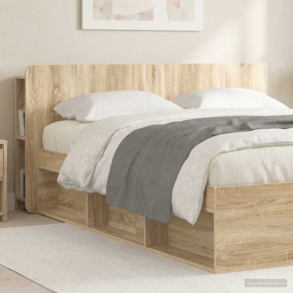 Headboard Cabinet with Storage Sonoma Oak Wood Material