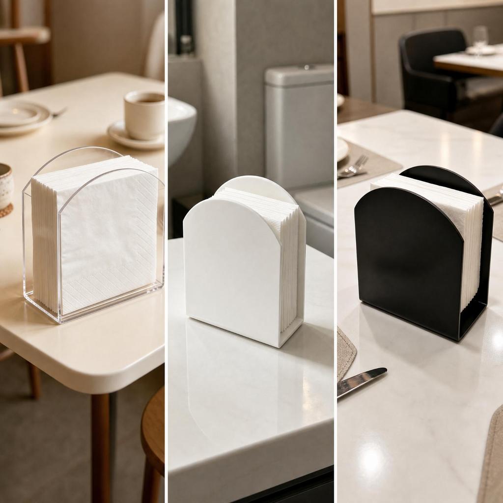 ArchTop Tabletop Napkin Holder Standing Acrylic Lightweight Countertop Organizer for