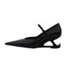 Fashion Red Heel Women's Mary Jane Shoes 2025 New Pointed Toe Style Buckle Leather Shoes Black Fashion Party Casual Shoes
