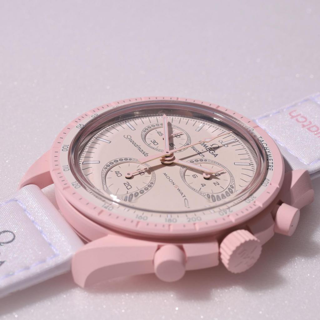 OMEGA SWATCH Venus Watch Omega Swatch Collaboration Genuine Box with Shopper Speedmaster Model Mission Watch Waterproof Silicone × [With Band]