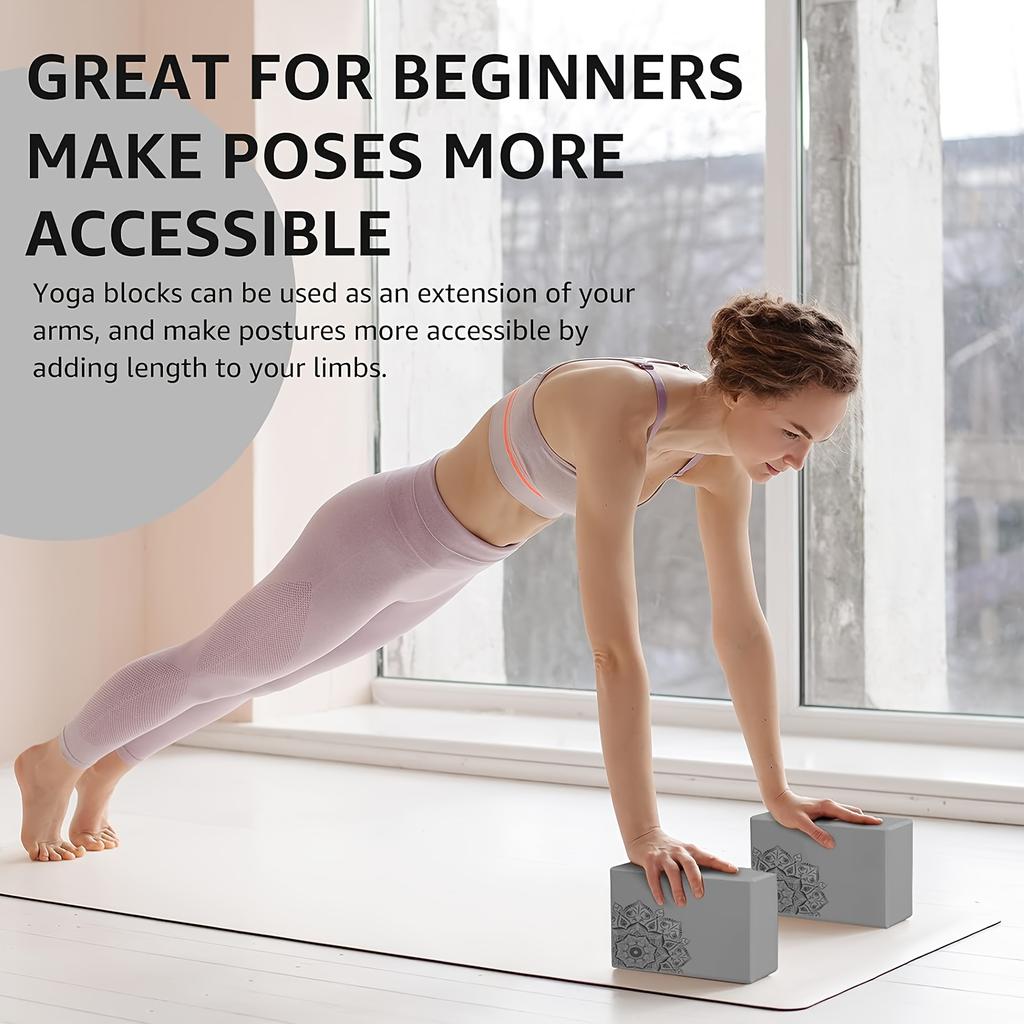 3pcs Yoga Blocks with Straps and Soft Non-slip High-density Foam Blocks Are Used for Yoga Pilates Stretching, Meditation and General Fitness