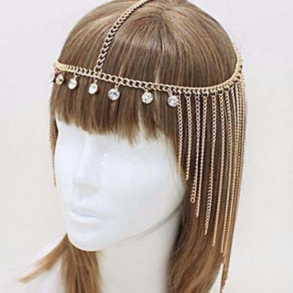 Bohemian Style Hair Chain Retro Ethnic Style Head Chain Tiara Rhinestone Tiara Party