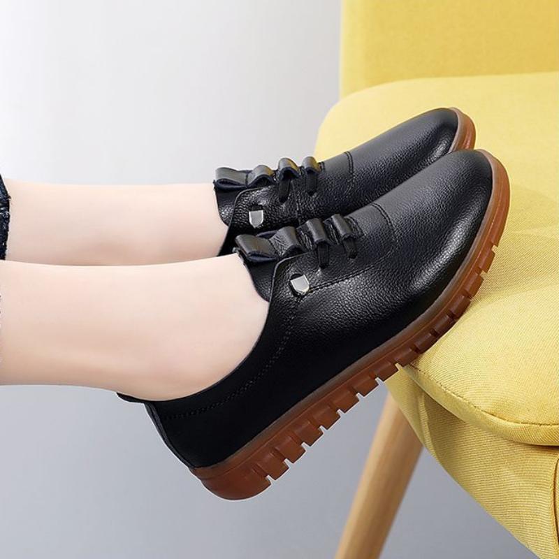 Soft Leather Mother Shoes, Soft Sole, Soft Surface, Ladies' Small Leather Shoes, Comfortable White Shoes, Casual Non-slip Cowhide Sole Toe Shoes