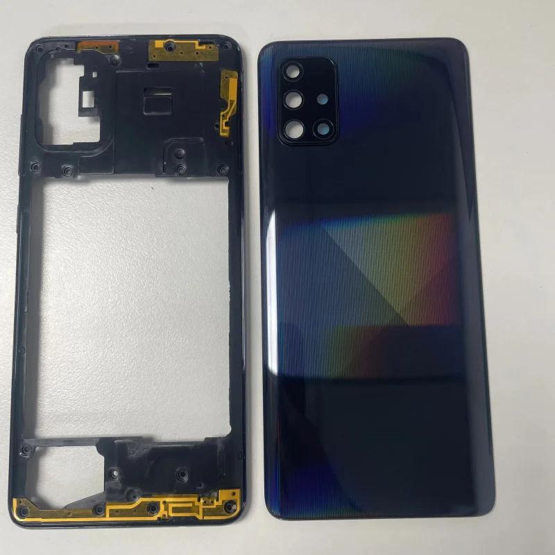 Pop Full Housing Case For Samsung Galaxy A71 2020 A715 A715f A51 A515 Middle Frame Battery Back Cover Rear Camera Lens