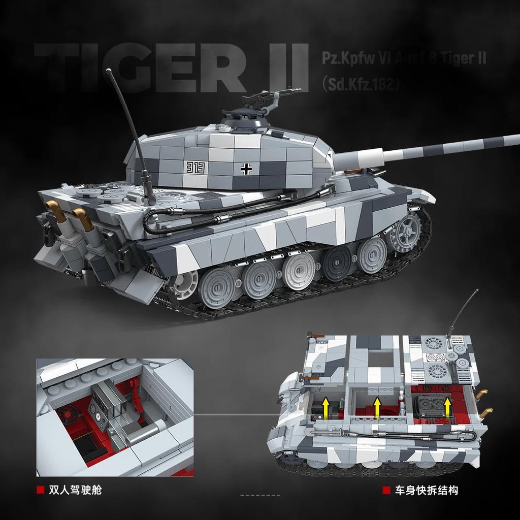 Germany Army The King Tiger Heavy Tank Ww2 Building Blocks Bricks Models Toy World War Ii Military Christmas Gifts Education