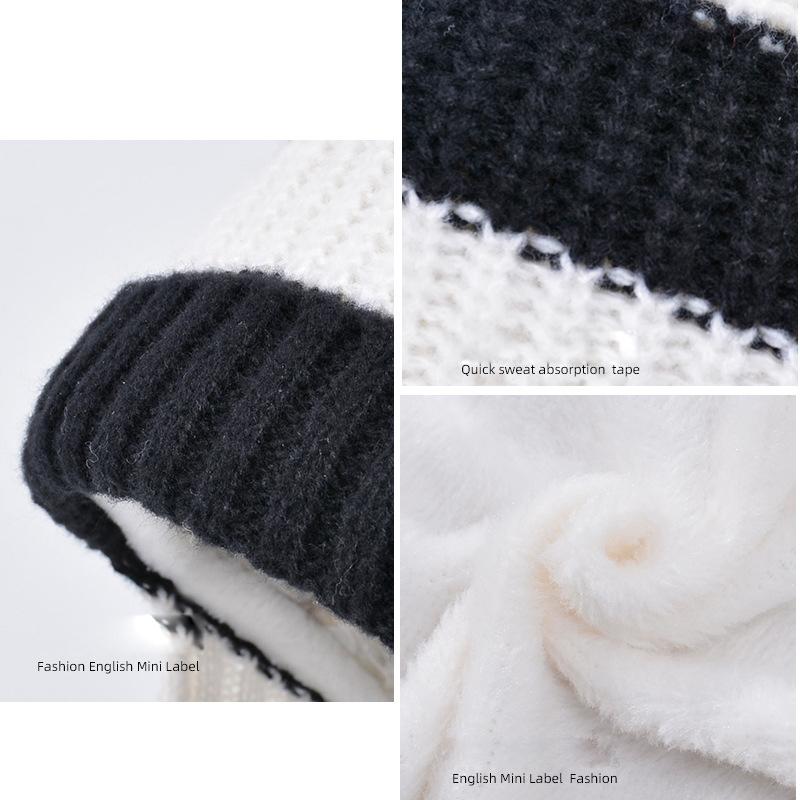 Farblich passende warme gestrickte Kindermütze, Schal, zweiteilig, Winter, für Jungen, kältebeständig, Ohrenschützer, Kopf, Wollmütze, Skullies-Mützen