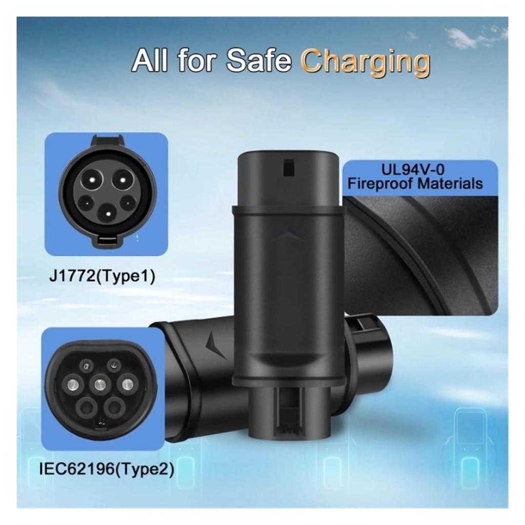 Typ 1 zu Typ 2 Elektroauto-Ladegerät-Adapter 32A Elektroauto-Ladegerät-Stecker SAE J1772