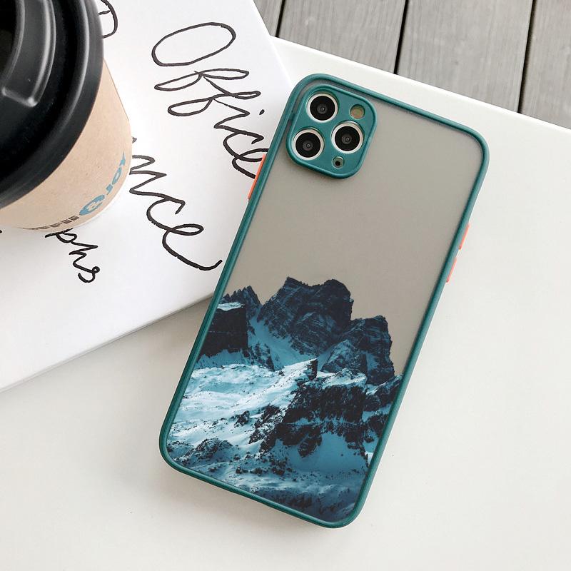 Aesthetic Snow Mountain Painting Phone Case for iPhone 7 8 Plus SE2 X XR XS MAX 15 14 12 13 mini 11 Pro Max Shockproof Cover