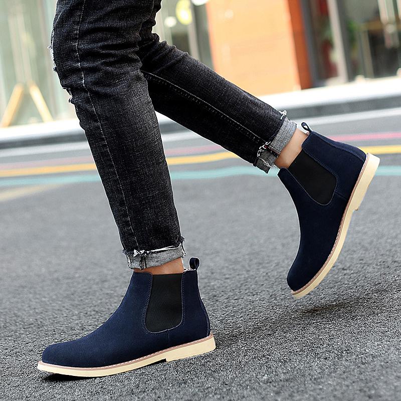Fashion Chelsea Fashion Shoes Warm Winter Leather Shoes Antiskid Mens Boots Male Footwear Classic Men Ankle Boots Comfy  Boots