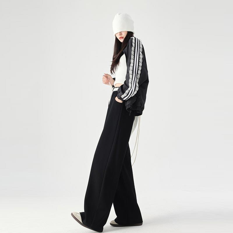 Damen Jogginghose mit weitem Bein, lockere, sportliche Freizeithose, Frühling, Herbst, Kordelzug, modisches Design, Jogginghose, hohe Taille, elastische Sporthose