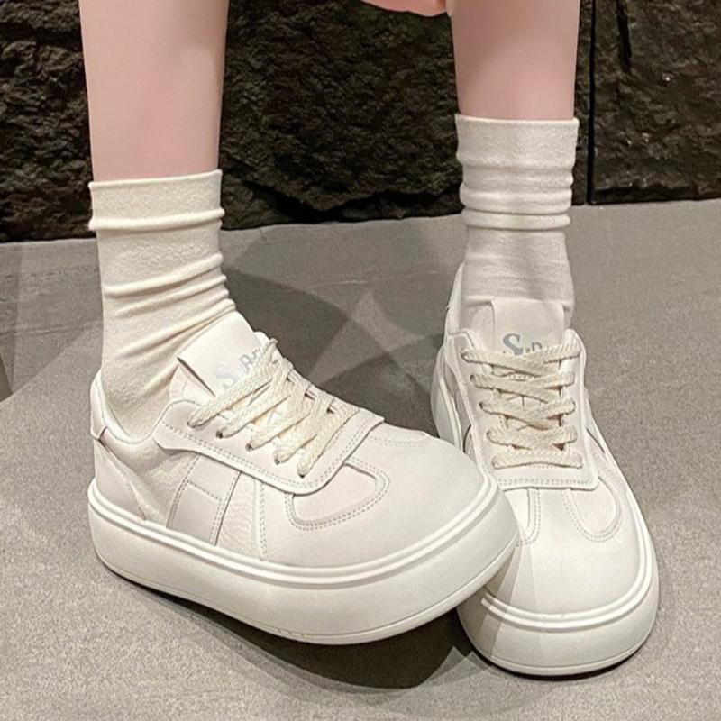 Frühling, Sommer, Herbst und Winter Damen Schuhe Damen Sneaker Weiße Schuhe Low-Top Runde Zehenpartie Höhenverstärkende Freizeitschuhe
