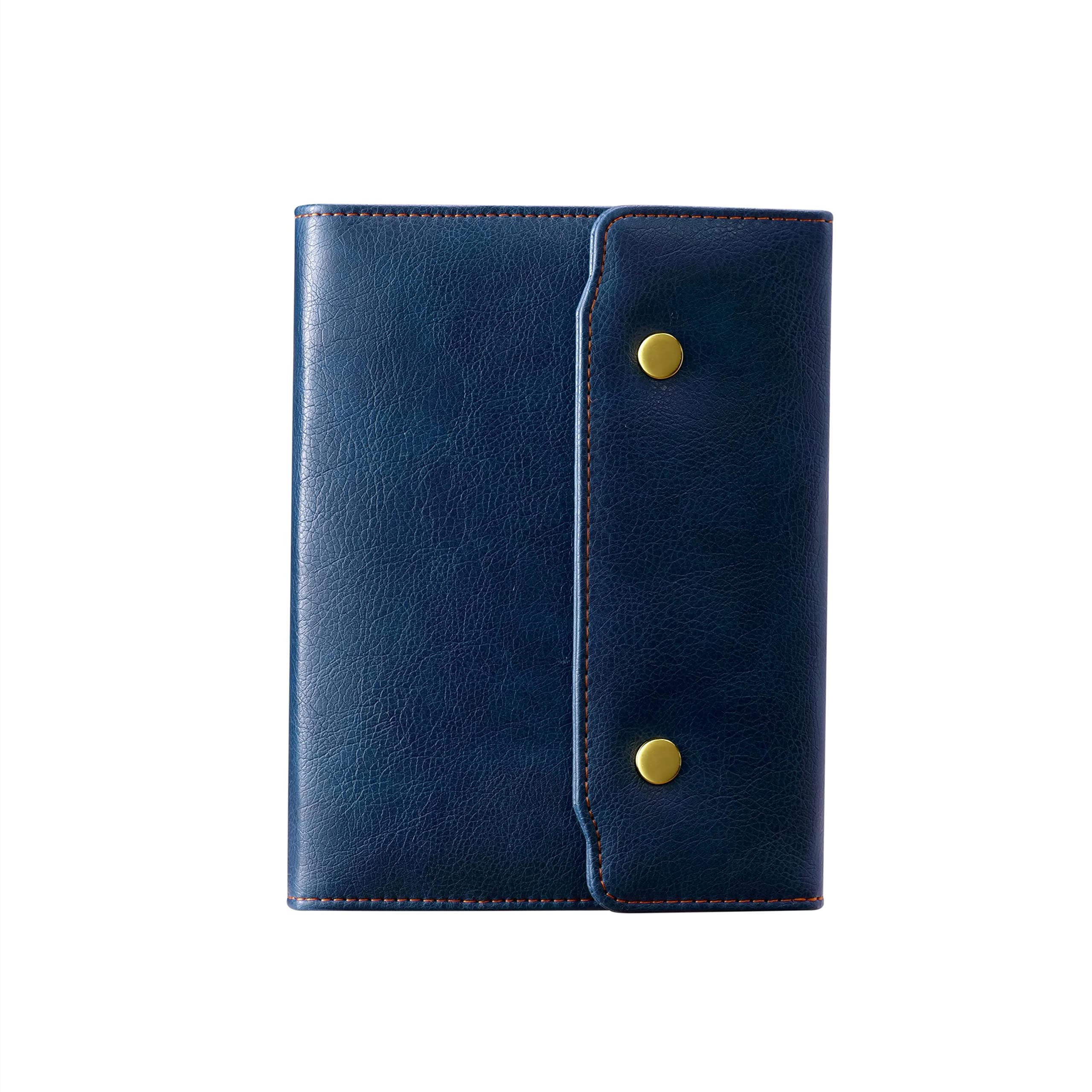 

Yiwusoer Travel Перезаполняемая система Настраиваемый органайзер-планер из нержавеющей стали Трехстворчатый дневник на кнопках, Блокнот, Органайзер, A5/A6 на кольцах, синий